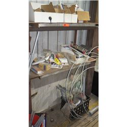 3 Tier Metal Shelf w/ Contents - Misc Fittings, Crimp Tools, Electric Meter, etc