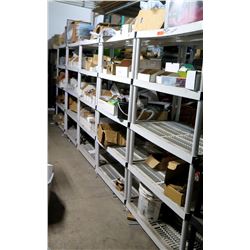 Qty 5 Plastic 4-Tier Shelves w/ Contents - Dottie Bolts, Screw-In Anchors, Drill Bits, etc