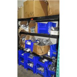 3 Tier Metal Shelf w/ Contents - Bus Bars, Ground Bars, Adapters, Cables, etc