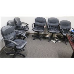 Qty 6 Rolling Black Office Chairs on Wheels (Shows Some Wear)