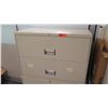 Image 2 : Qty 2 Stacked Beige 2-Drawer Lateral File Cabinets (36"W x 18.5"D x 25.5"H)