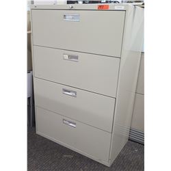 Beige 4-Drawer Lateral File Cabinet 36"W x 18.5"D x 53"H