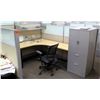 Image 1 : Qty 6 Desks w/ Rolling Chairs, Filing Cabinets & Cubicle Walls (Buyer Needs to Disassemble)