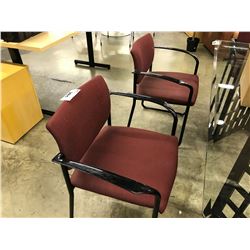 LOT OF 5 STEEL CASE PLAYER RED ARM CHAIRS