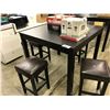 Image 1 : BLACK 4' X 4' BAR HEIGHT TABLE WITH 4 MATCHING BAR STOOLS
