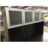 Image 3 : DARK WOOD 6'  X 6' LEFT HAND EXECUTIVE DESK WITH GLASS FRONT HUTCH