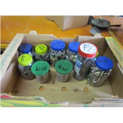 LOT OF 10 JARS, NUTS AND BOLTS, ETC…