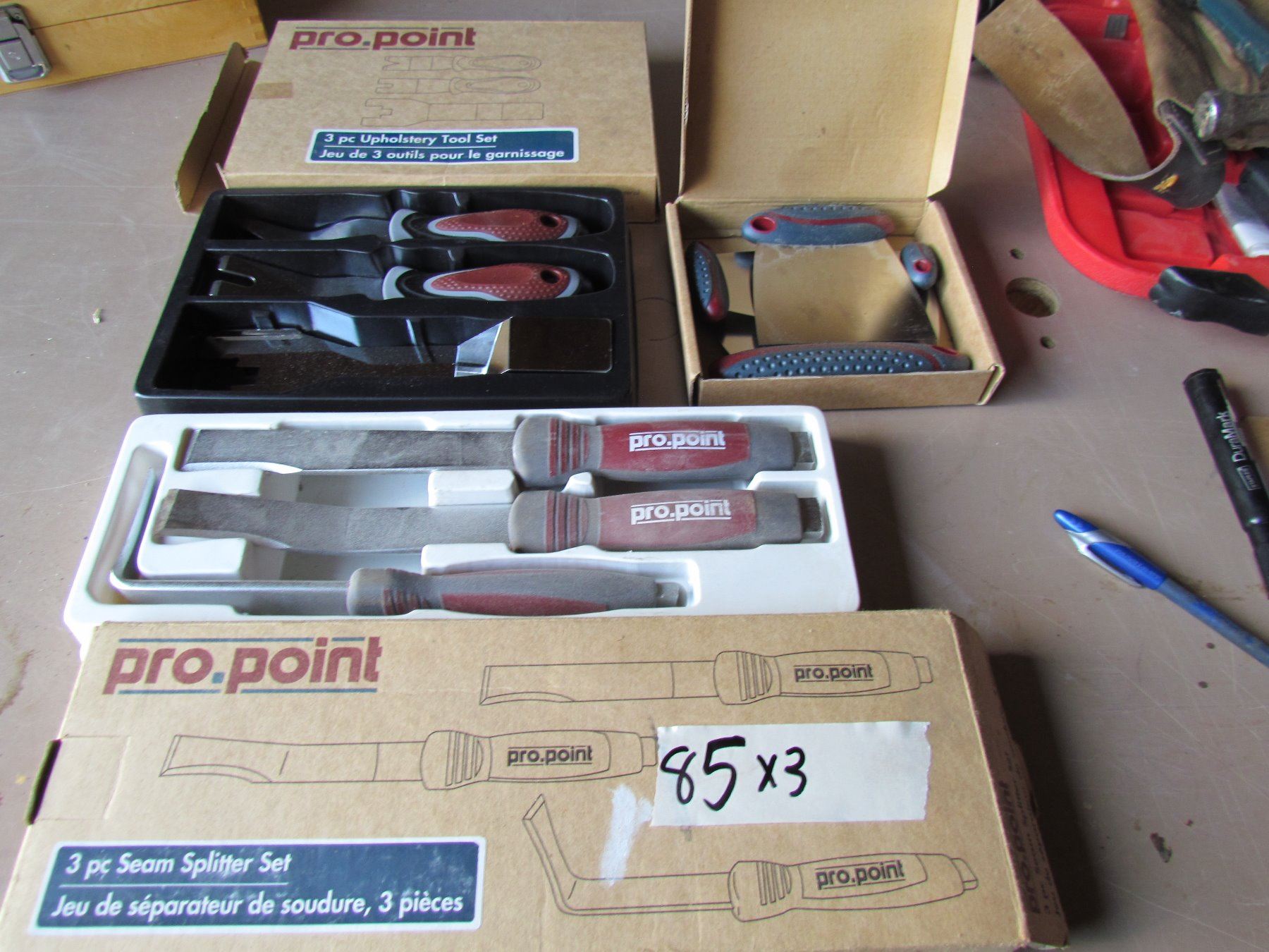 3 SETS OF PRO POINT TOOLS (UPHOLSTERY & BODYWORK)