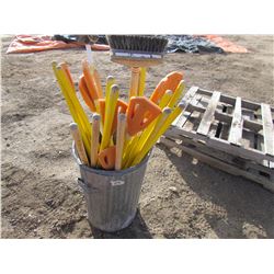 LOT OF BROOM BALL AND CURLING BROOMS