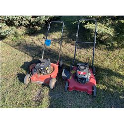 2 - 20” push mowers. Engines turn freely. Side discharge.