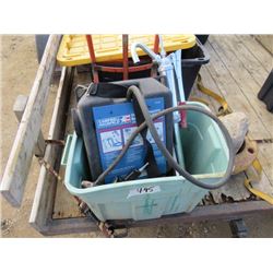 TUB WITH SANDBLASTER, SAND, & TRANSFER PUMP