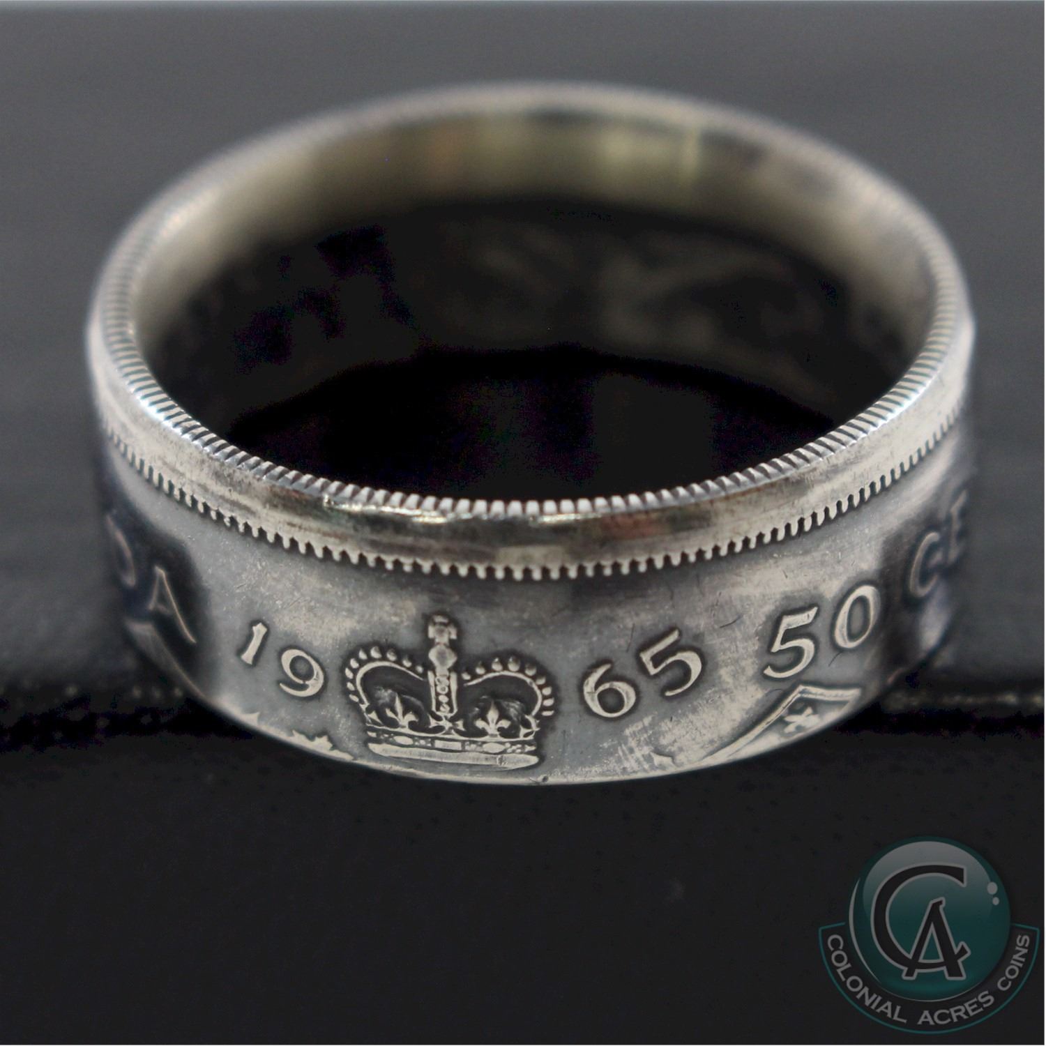 1965 Canada Silver 50-cent Coin Custom Jewellery Ring Size 10 - Made ...