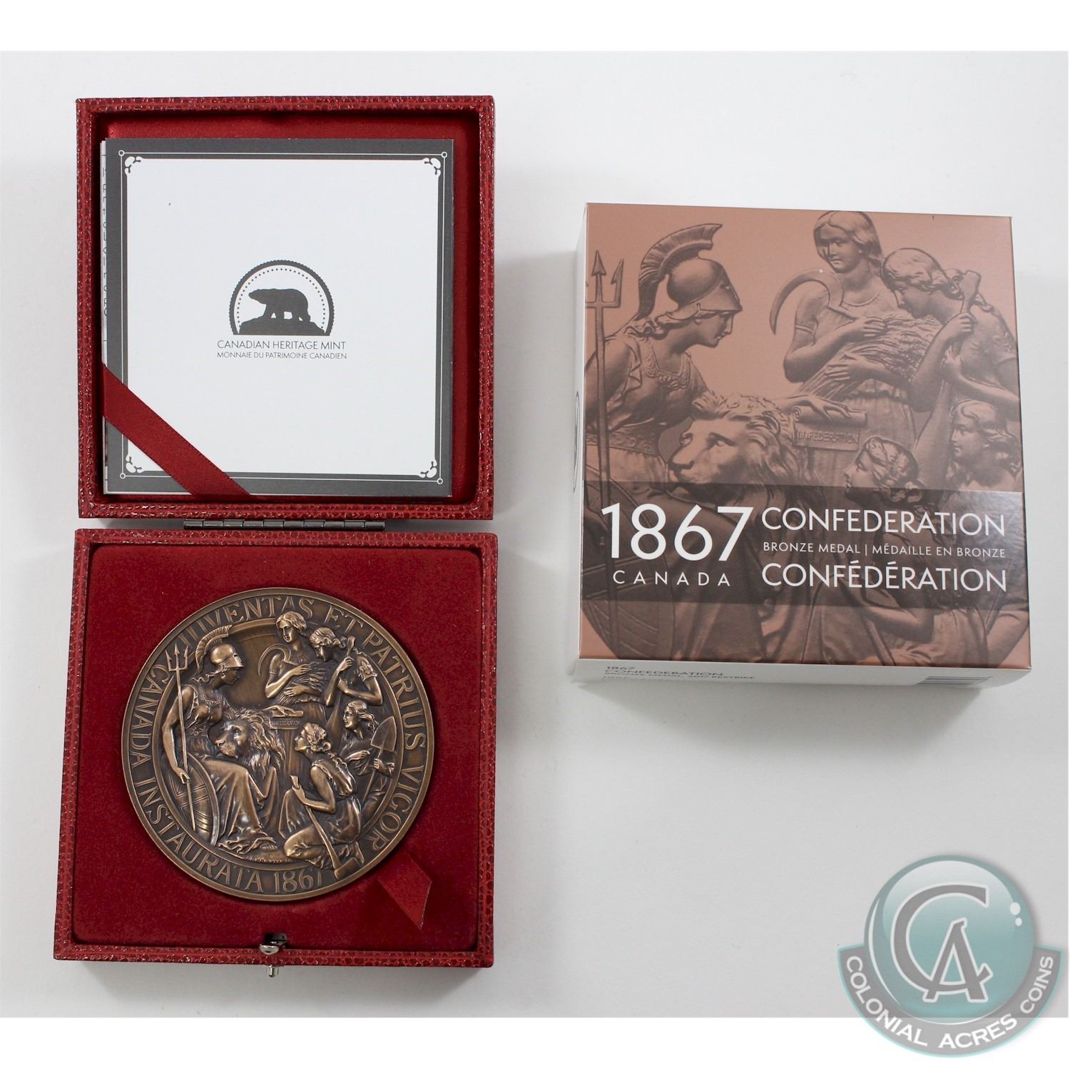 2017 Canadian Heritage Mint 1867 Confederation Bronze Medal Restrike Antique Finish Bronze Medal. Li