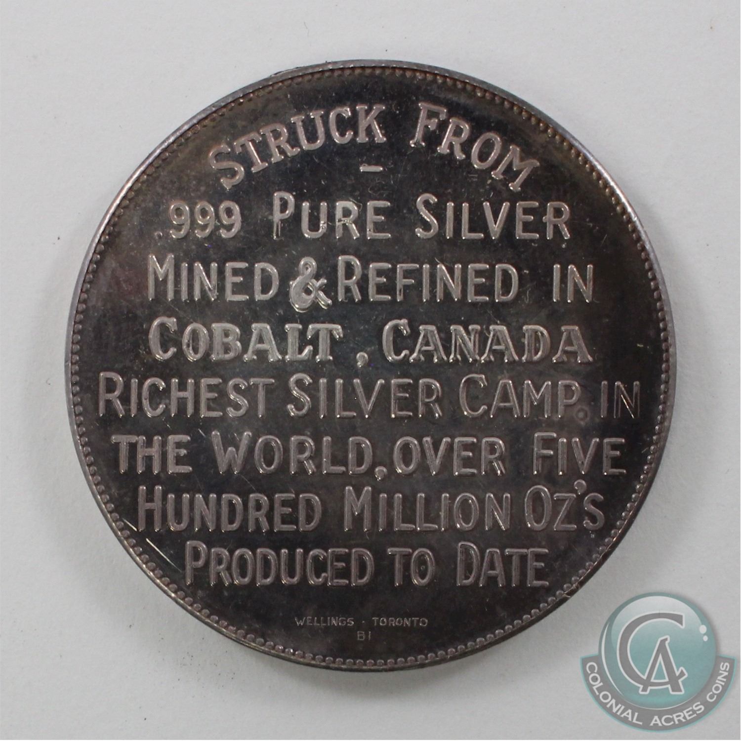 19031963 Cobalt Ontario Pure Silver Medallion (has about 1.44 oz. Pure Silver) 60th Anniversary, Ke