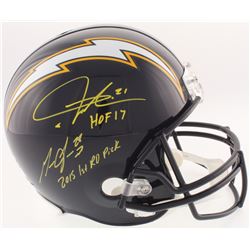 Melvin Gordon  LaDainian Tomlinson Signed Chargers Full-Size Throwback Helmet Inscribed "HOF 17"  "2