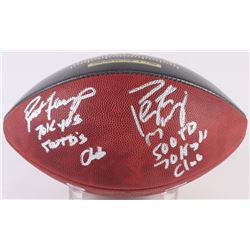 Brett Favre  Peyton Manning Dual-Signed LE "70K Passing Yards  500 Passing Touchdowns Club" Game Bal