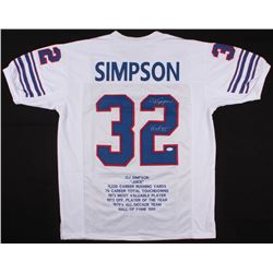 O.J. Simpson Signed Career Highlight Stat Jersey Inscribed "H.O.F. 85'" (JSA COA)