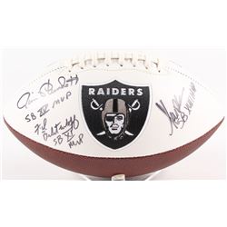 Marcus Allen, Fred Biletnikoff  Jim Plunkett Signed Raiders Logo Football with (3) Super Bowl MVP In