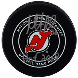 Martin Brodeur Signed Devils Logo Official Game Hockey Puck Inscribed "2018 HOF" (Fanatics Hologram)