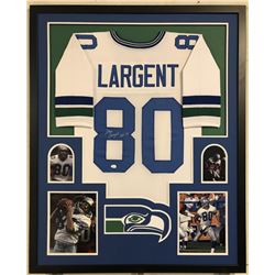 Steve Largent Signed 34x42 Custom Framed Jersey Inscribed "HOF 95" (JSA COA)