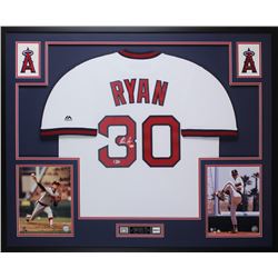 Nolan Ryan Signed 35x43 Custom Framed Jersey Display (Beckett COA  Ryan Hologram)