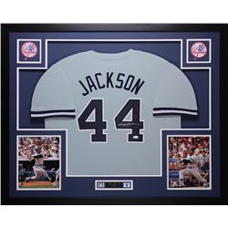 Reggie Jackson Signed 35" x 43" Custom Framed Jersey (JSA COA)