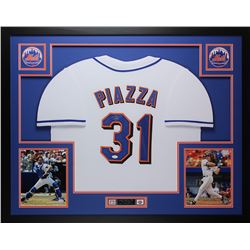 Mike Piazza Signed 35" x 43" Custom Framed Jersey (JSA COA)