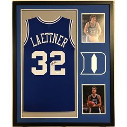 Christian Laettner Signed 34x42 Custom Framed Jersey (JSA COA)