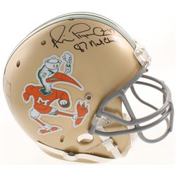 Michael Irvin  Jim Kelly Signed Miami Hurricanes Full-Size Authentic On-Field Helmet Inscribed "87 N
