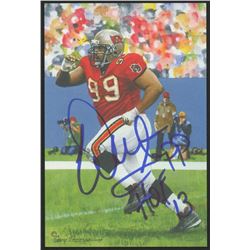 Warren Sapp Signed 2013 LE Tampa Bay Buccaneers 4x6 Pro Football Hall of Fame Art Collection Card In