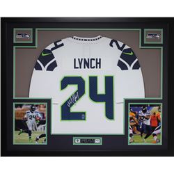 Marshawn Lynch Signed Seattle Seahawks 35x43 Custom Framed Jersey (Lynch Hologram)