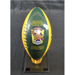 Bart Starr  Desmond Howard Signed Green Bay Packers Danbury Mint Super Bowl Porcelain Football Troph