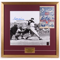 Ted Williams Signed Boston Red Sox 25x26 Custom Framed Photo Display with 1952 Program Score Card (W