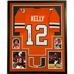 Jim Kelly Signed 34x42 Custom Framed Jersey (JSA COA)