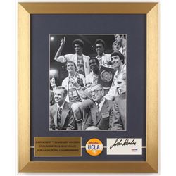 John Wooden Signed UCLA Bruins 14x17 Custom Framed Cut Display with Pin (PSA COA)