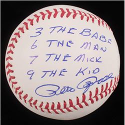 Pete Rose Signed OML Baseball Inscribed "3 The Babe", "6 The Man", "7 The Mick", "9 The Kid" (PSA CO
