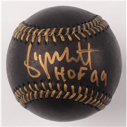George Brett Signed OML Black Leather Baseball Inscribed "HOF 99" (Beckett COA)