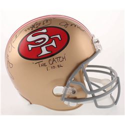 Joe Montana  Dwight Clark Signed San Francisco 49ers Full-Size Helmet with Original Hand-Drawn Play 
