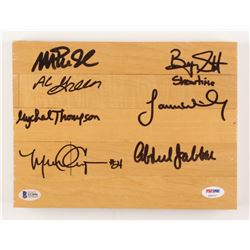 "Showtime" Los Angeles Lakers 7.5x10x1.5 Floor Board Piece Signed by (7) with Magic Johnson, Kareem 