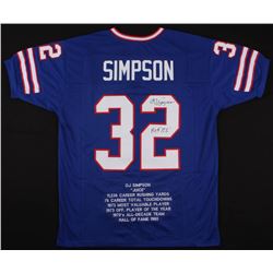 O.J. Simpson Signed Career Highlight Stat Jersey Inscribed "H.O.F. 85'" (JSA COA)