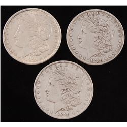 Lot of (3) Morgan Silver Dollars with 1882, 1889,  1921