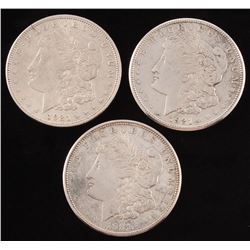 Lot of (3) Morgan Silver Dollars with 1921, 1921-S,  1921-D