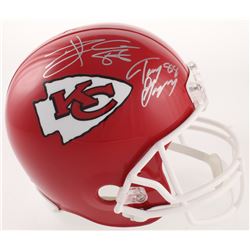 Tony Gonzalez  Travis Kelce Signed Kansas City Chiefs Full-Size Helmet (Beckett COA)
