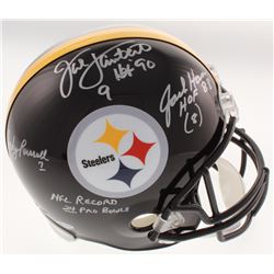 Jack Lambert, Jack Ham,  Andy Russell Signed Pittsburgh Steelers Full-Size Helmet Inscribed "HOF 90"