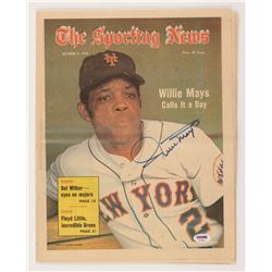 Willie Mays Signed Vintage 11.5x14.5 "The Sporting News" Newspaper (PSA LOA)