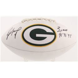 Brett Favre Signed Green Bay Packers Logo Football Inscribed "3x MVP 95', 96' 97'" (Radtke COA)