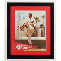 Nolan Ryan Signed California Angels 16x19 Custom Framed Photo Display with Mini Pennant (PSA COA)