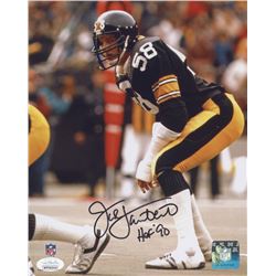 Jack Lambert Signed Pittsburgh Steelers 8x10 Photo Inscribed "HOF '90"  (JSA COA)