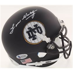 Lou Holtz Signed Notre Dame Fighting Irish Matte Navy Mini Helmet (Beckett COA  Fanatics Hologram)
