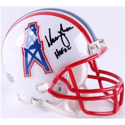 Warren Moon Signed Houston Oilers Throwback Mini-Helmet Inscribed "HOF 06" (JSA COA)